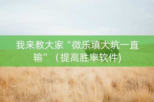 我来教大家“微乐填大坑一直输”（提高胜率软件)