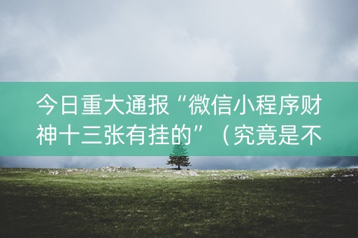 今日重大通报“微信小程序财神十三张有挂的”（究竟是不是有挂)