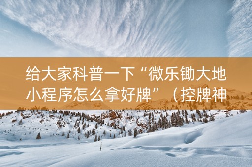 给大家科普一下“微乐锄大地小程序怎么拿好牌”（控牌神器)