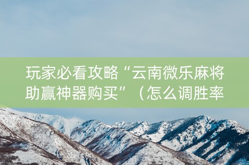 玩家必看攻略“云南微乐麻将助赢神器购买”（怎么调胜率)