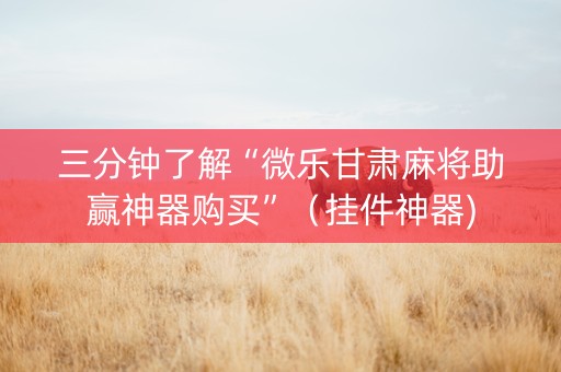 三分钟了解“微乐甘肃麻将助赢神器购买”（挂件神器)