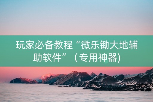玩家必备教程“微乐锄大地辅助软件”（专用神器)