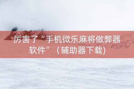 厉害了“手机微乐麻将做弊器软件”（辅助器下载)