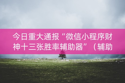 今日重大通报“微信小程序财神十三张胜率辅助器”（辅助挂发牌规律)