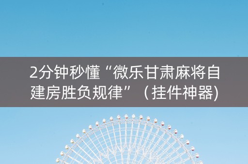 2分钟秒懂“微乐甘肃麻将自建房胜负规律”（挂件神器)