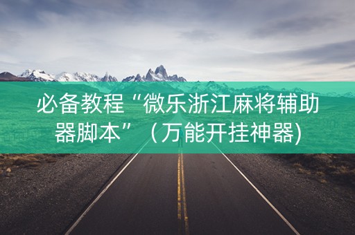必备教程“微乐浙江麻将辅助器脚本”（万能开挂神器)