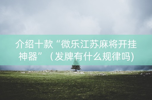 介绍十款“微乐江苏麻将开挂神器”（发牌有什么规律吗)