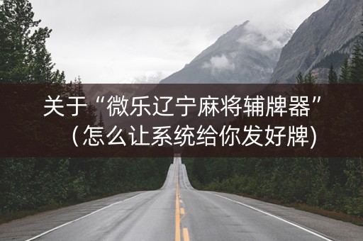 关于“微乐辽宁麻将辅牌器”（怎么让系统给你发好牌)