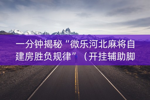 一分钟揭秘“微乐河北麻将自建房胜负规律”（开挂辅助脚本)