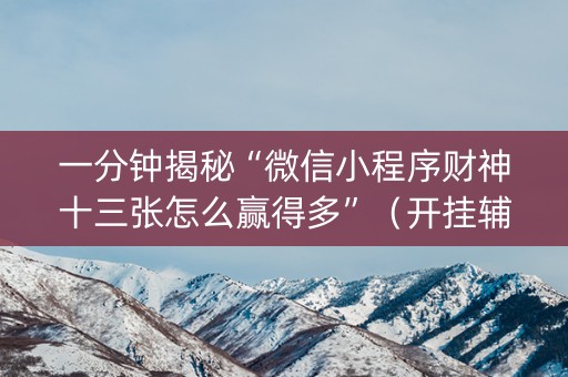 一分钟揭秘“微信小程序财神十三张怎么赢得多”（开挂辅助脚本)