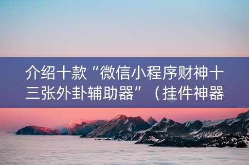 介绍十款“微信小程序财神十三张外卦辅助器”（挂件神器)