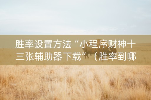 胜率设置方法“小程序财神十三张辅助器下载”（胜率到哪调)