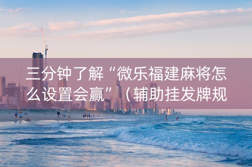 三分钟了解“微乐福建麻将怎么设置会赢”（辅助挂发牌规律)