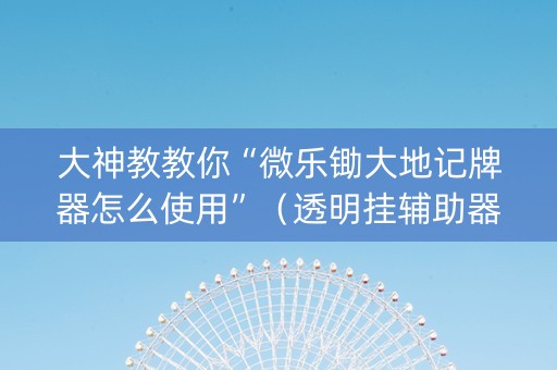 大神教教你“微乐锄大地记牌器怎么使用”（透明挂辅助器)