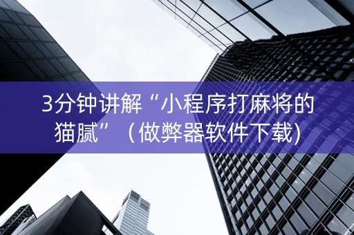 3分钟讲解“小程序打麻将的猫腻”（做弊器软件下载)