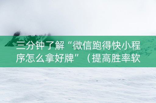 三分钟了解“微信跑得快小程序怎么拿好牌”（提高胜率软件)