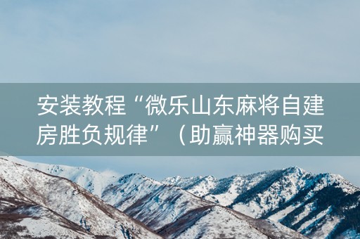安装教程“微乐山东麻将自建房胜负规律”（助赢神器购买)