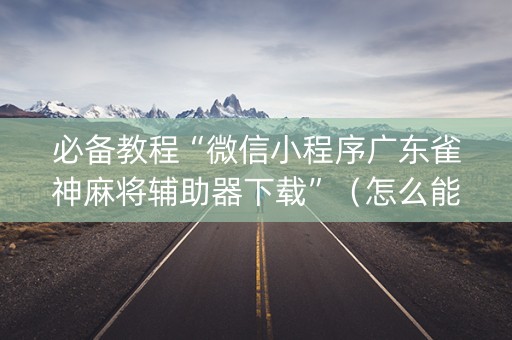 必备教程“微信小程序广东雀神麻将辅助器下载”（怎么能让牌好一点)