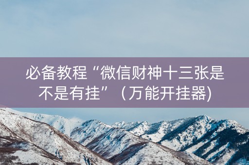 必备教程“微信财神十三张是不是有挂”（万能开挂器)