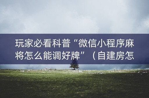 玩家必看科普“微信小程序麻将怎么能调好牌”（自建房怎么拿好牌)