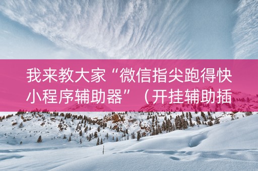 我来教大家“微信指尖跑得快小程序辅助器”（开挂辅助插件)