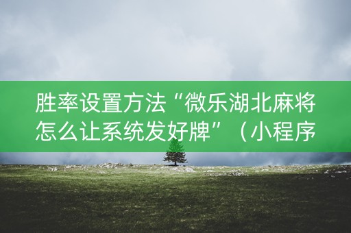 胜率设置方法“微乐湖北麻将怎么让系统发好牌”（小程序辅助软件)