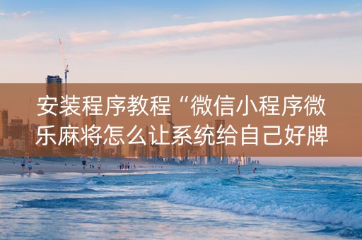 安装程序教程“微信小程序微乐麻将怎么让系统给自己好牌”（必赢神器)