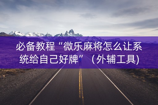 必备教程“微乐麻将怎么让系统给自己好牌”（外辅工具)