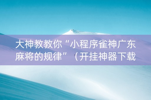 大神教教你“小程序雀神广东麻将的规律”（开挂神器下载)