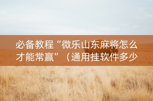 必备教程“微乐山东麻将怎么才能常赢”（通用挂软件多少钱)