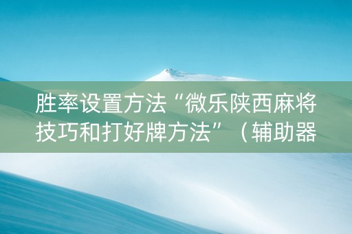 胜率设置方法“微乐陕西麻将技巧和打好牌方法”（辅助器插件)