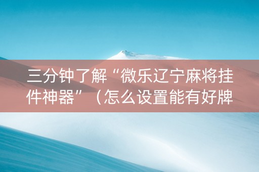 三分钟了解“微乐辽宁麻将挂件神器”（怎么设置能有好牌)