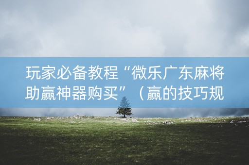 玩家必备教程“微乐广东麻将助赢神器购买”（赢的技巧规律)