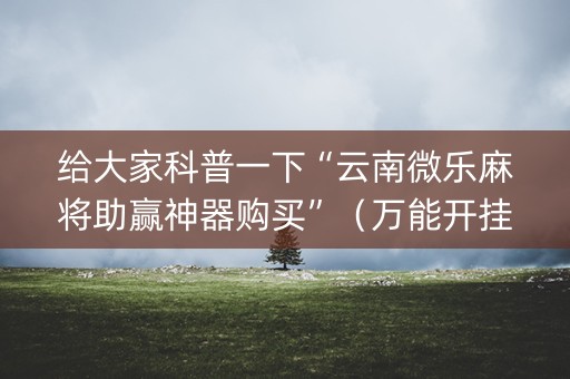 给大家科普一下“云南微乐麻将助赢神器购买”（万能开挂器)