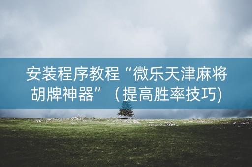 安装程序教程“微乐天津麻将胡牌神器”（提高胜率技巧)