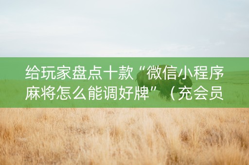 给玩家盘点十款“微信小程序麻将怎么能调好牌”（充会员胜率高)