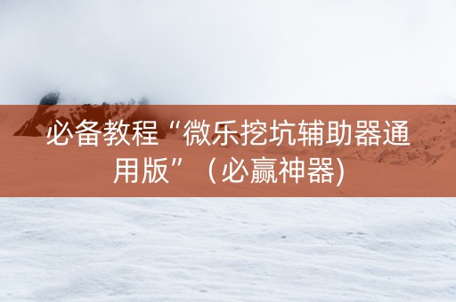 必备教程“微乐挖坑辅助器通用版”（必赢神器)