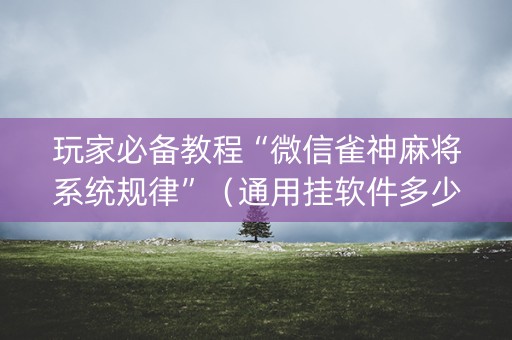 玩家必备教程“微信雀神麻将系统规律”（通用挂软件多少钱)
