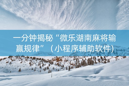 一分钟揭秘“微乐湖南麻将输赢规律”（小程序辅助软件)
