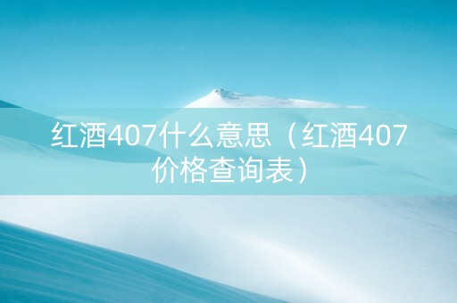 红酒407什么意思（红酒407价格查询表）