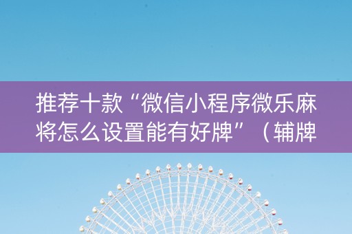 推荐十款“微信小程序微乐麻将怎么设置能有好牌”（辅牌器插件购买)