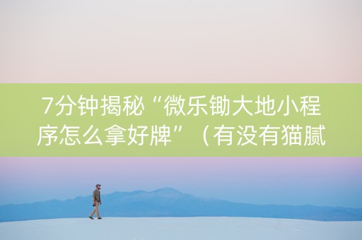 7分钟揭秘“微乐锄大地小程序怎么拿好牌”（有没有猫腻)
