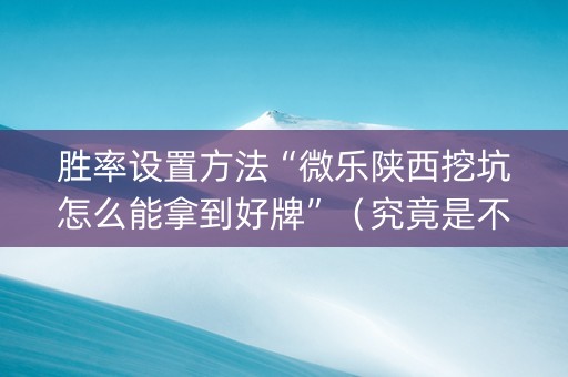 胜率设置方法“微乐陕西挖坑怎么能拿到好牌”（究竟是不是有挂)