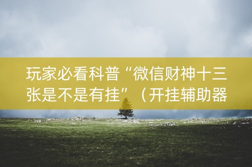 玩家必看科普“微信财神十三张是不是有挂”（开挂辅助器脚本)