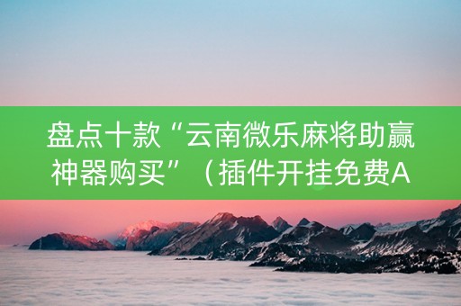 盘点十款“云南微乐麻将助赢神器购买”（插件开挂免费AI)