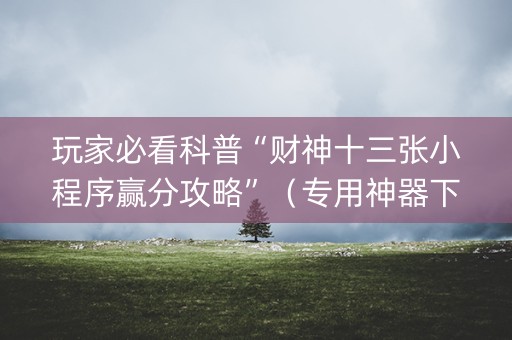玩家必看科普“财神十三张小程序赢分攻略”（专用神器下载)