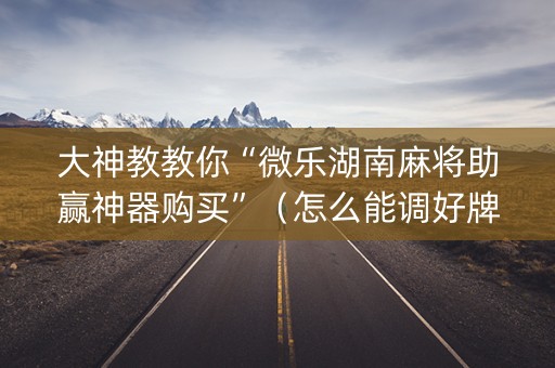 大神教教你“微乐湖南麻将助赢神器购买”（怎么能调好牌)