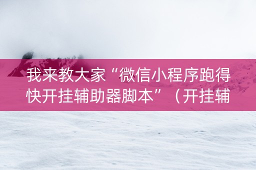 我来教大家“微信小程序跑得快开挂辅助器脚本”（开挂辅助脚本)