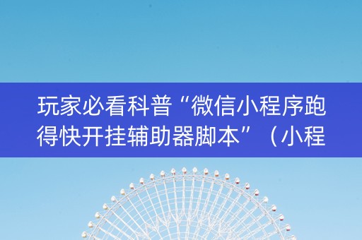 玩家必看科普“微信小程序跑得快开挂辅助器脚本”（小程序怎么才会赢)