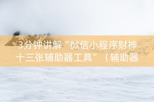 3分钟讲解“微信小程序财神十三张辅助器工具”（辅助器下载)